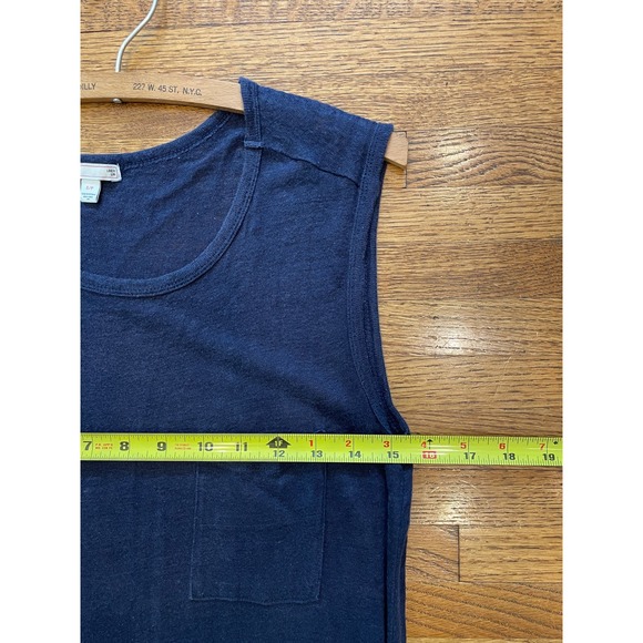 Gap 100% Linen Sleeveless Maxi Dress Size Small Petite Navy Blue Drawstring - Picture 10 of 12